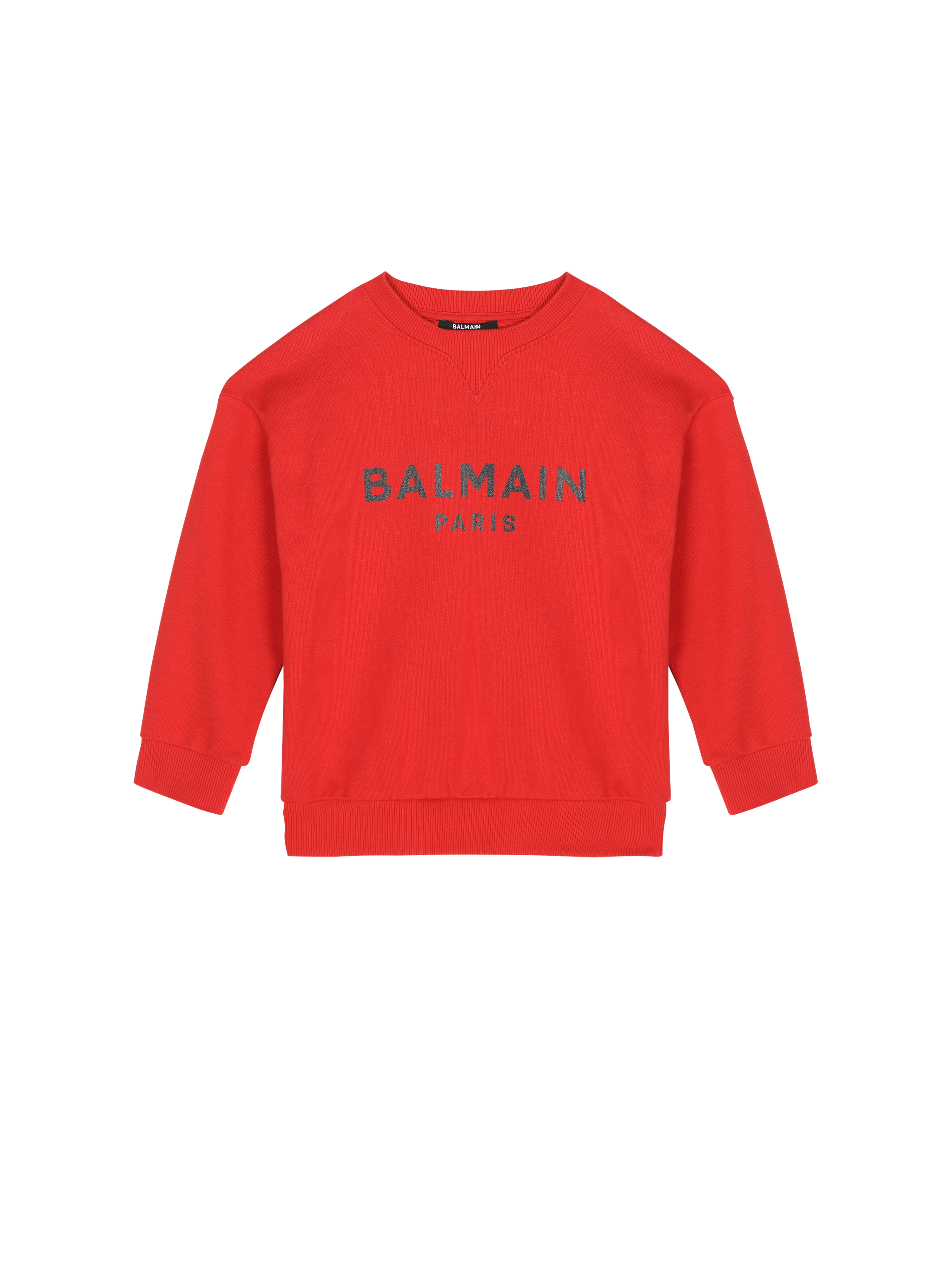 バルマンロゴ入りのコットン製セーター, 赤