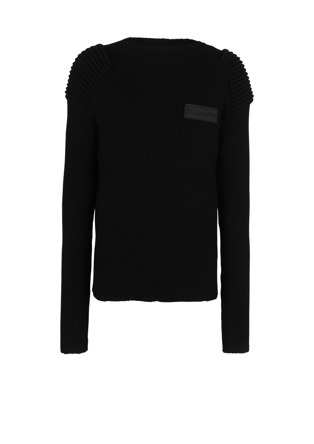 ウール セーター Balmainロゴ, 黒, hi-res