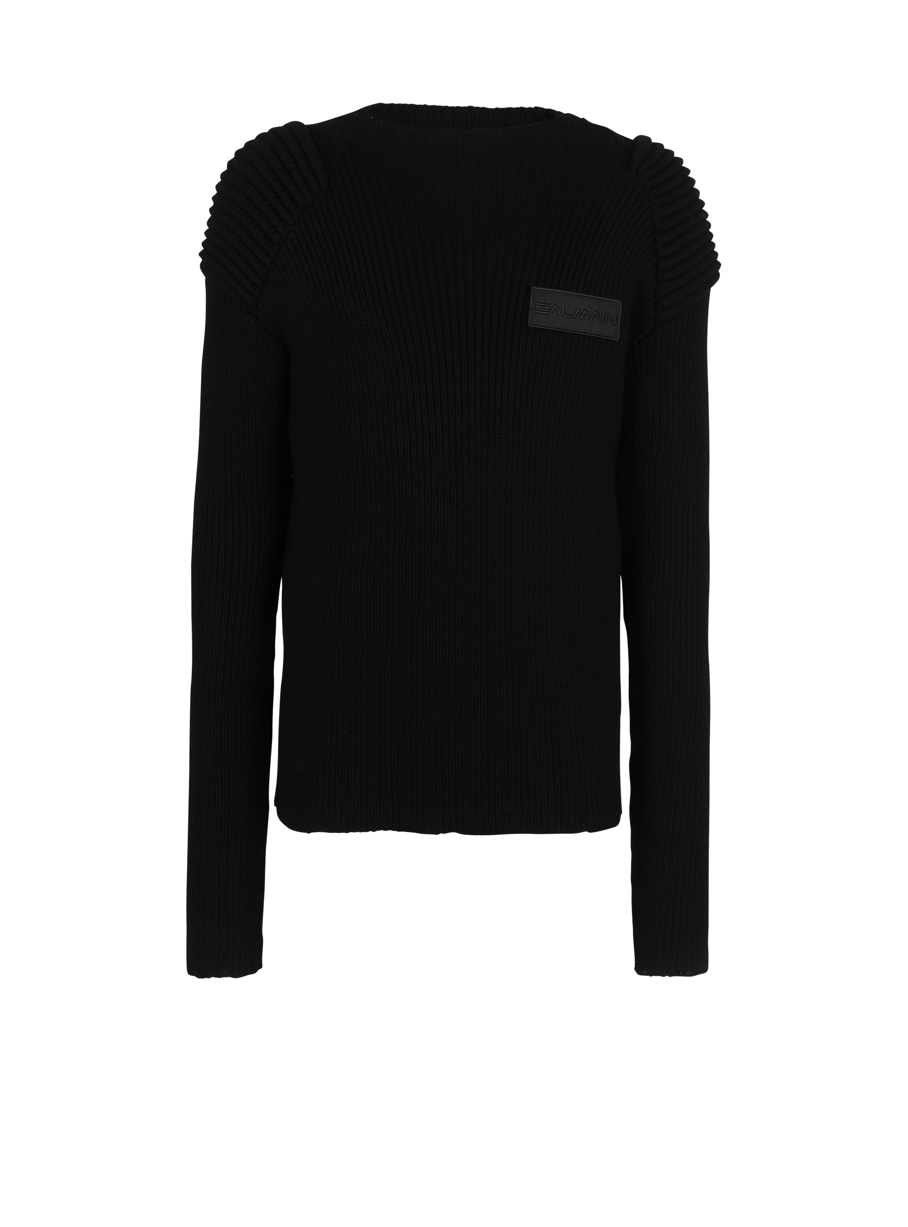 ウール セーター Balmainロゴ, 黒