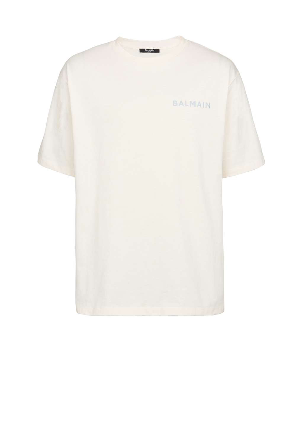 コットン Tシャツ Balmain Parisスモールロゴプリント, ベージュ, hi-res