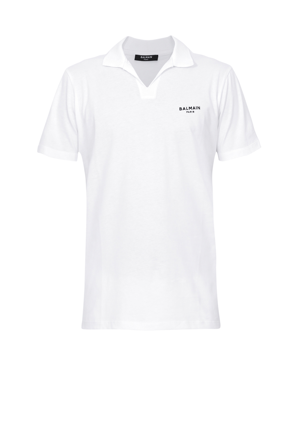コットン ポロシャツ ブラックBalmain Parisスモールロゴ, 白, hi-res