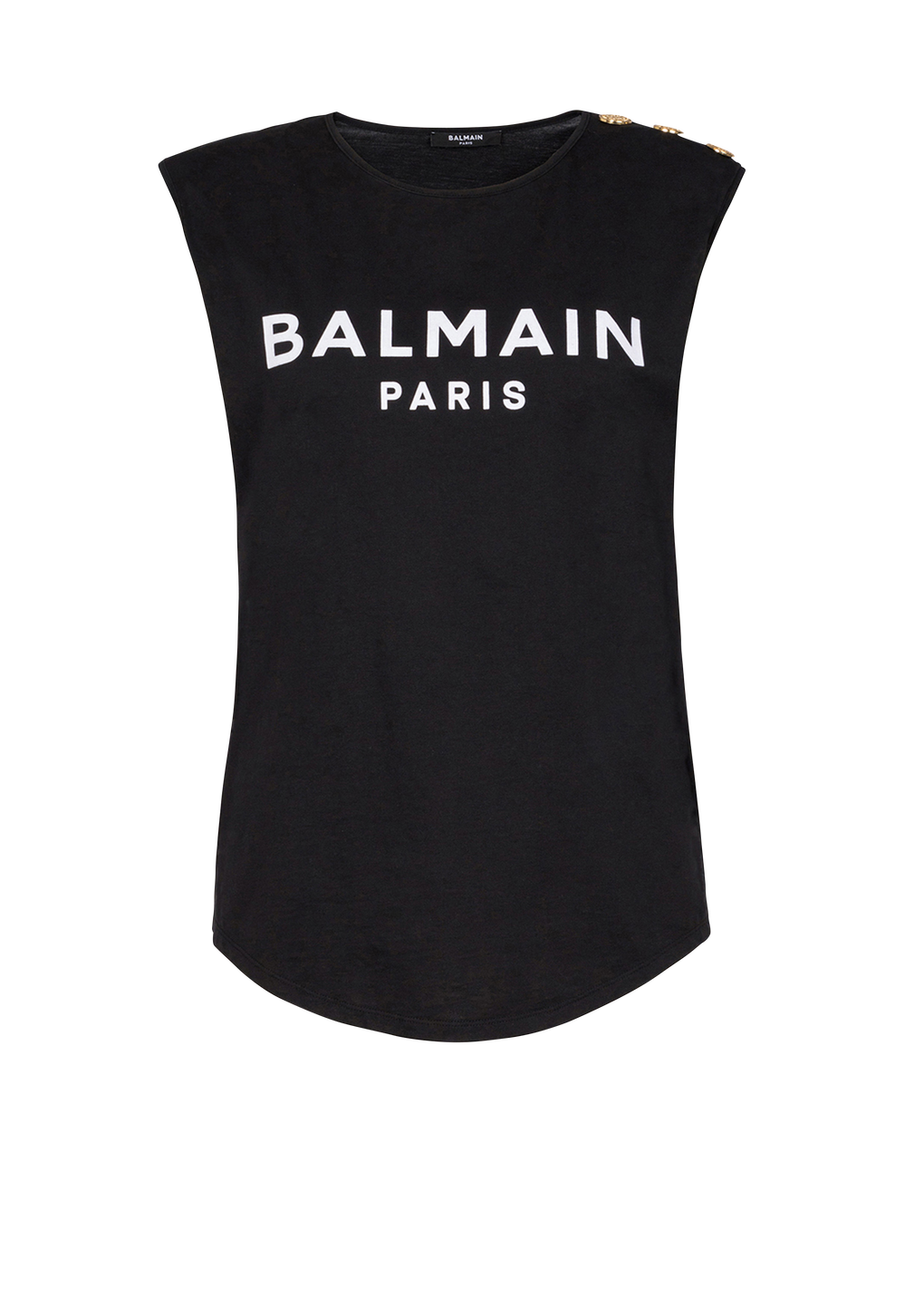 コットン Tシャツ Balmain ロゴプリント, 黒, hi-res
