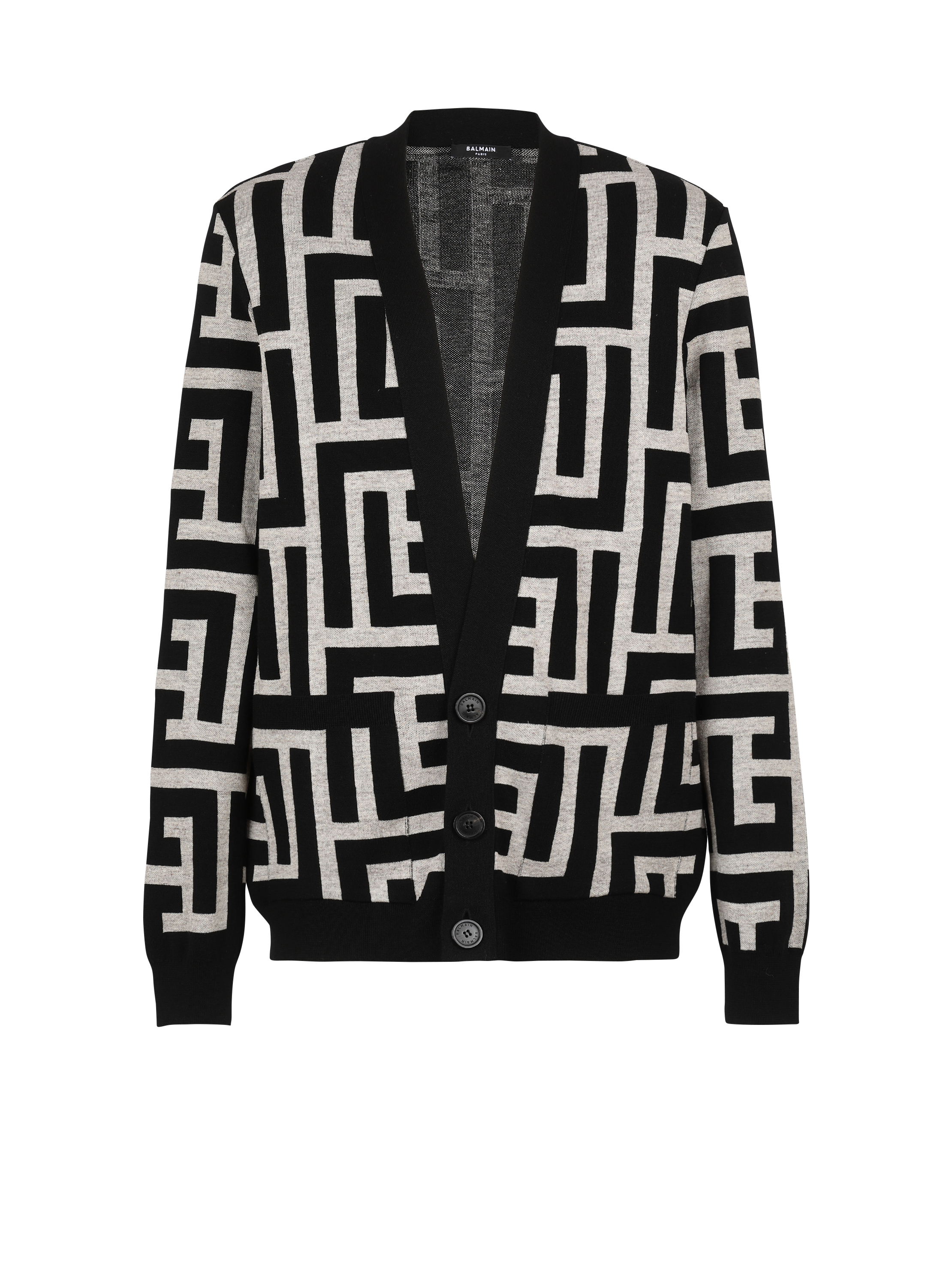 Oversized wool cardigan with maxi 