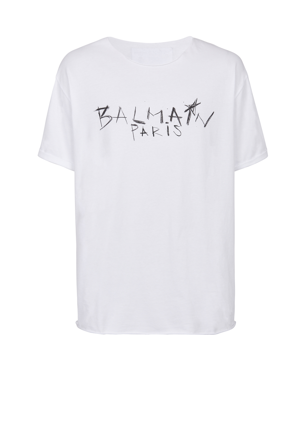 コットン Tシャツ Balmain Parisグラフィティロゴプリント, 白, hi-res