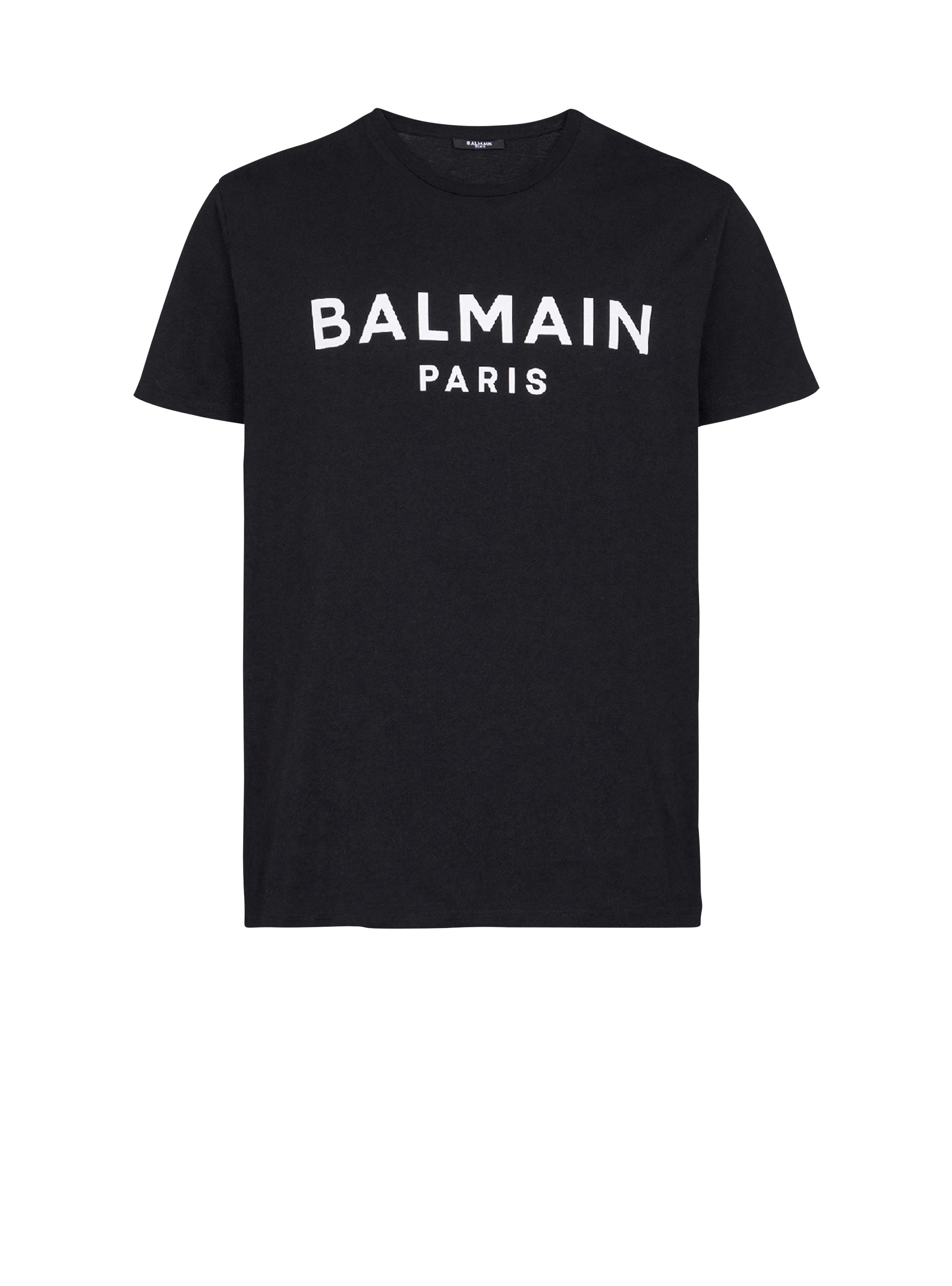 コットン Tシャツ Balmain Parisロゴプリント, 黒