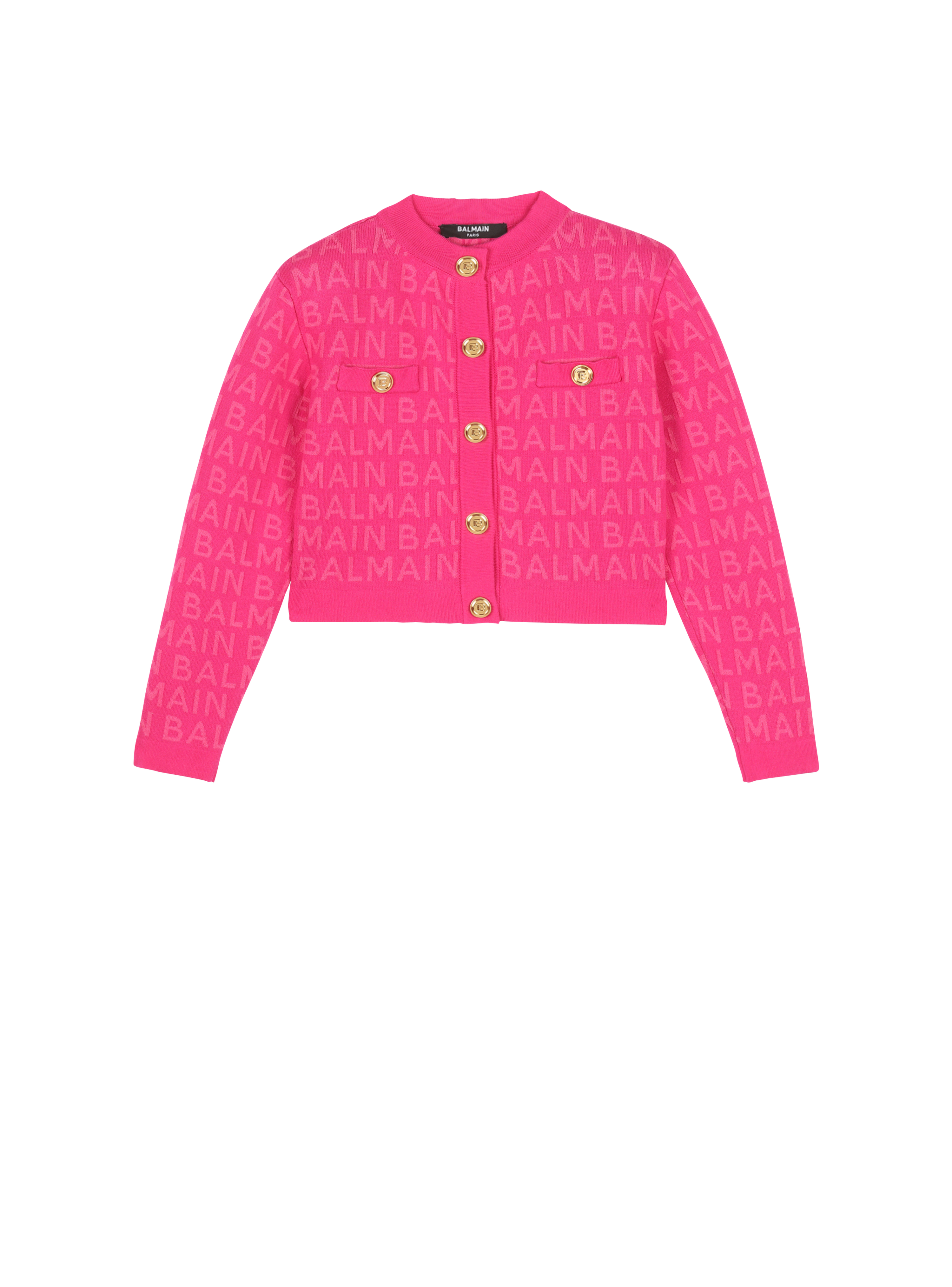 バルマンロゴ入りのコットン製ジャケット, ピンク
