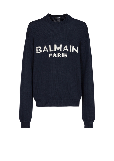 ウール セーター ホワイト Balmain Parisロゴ