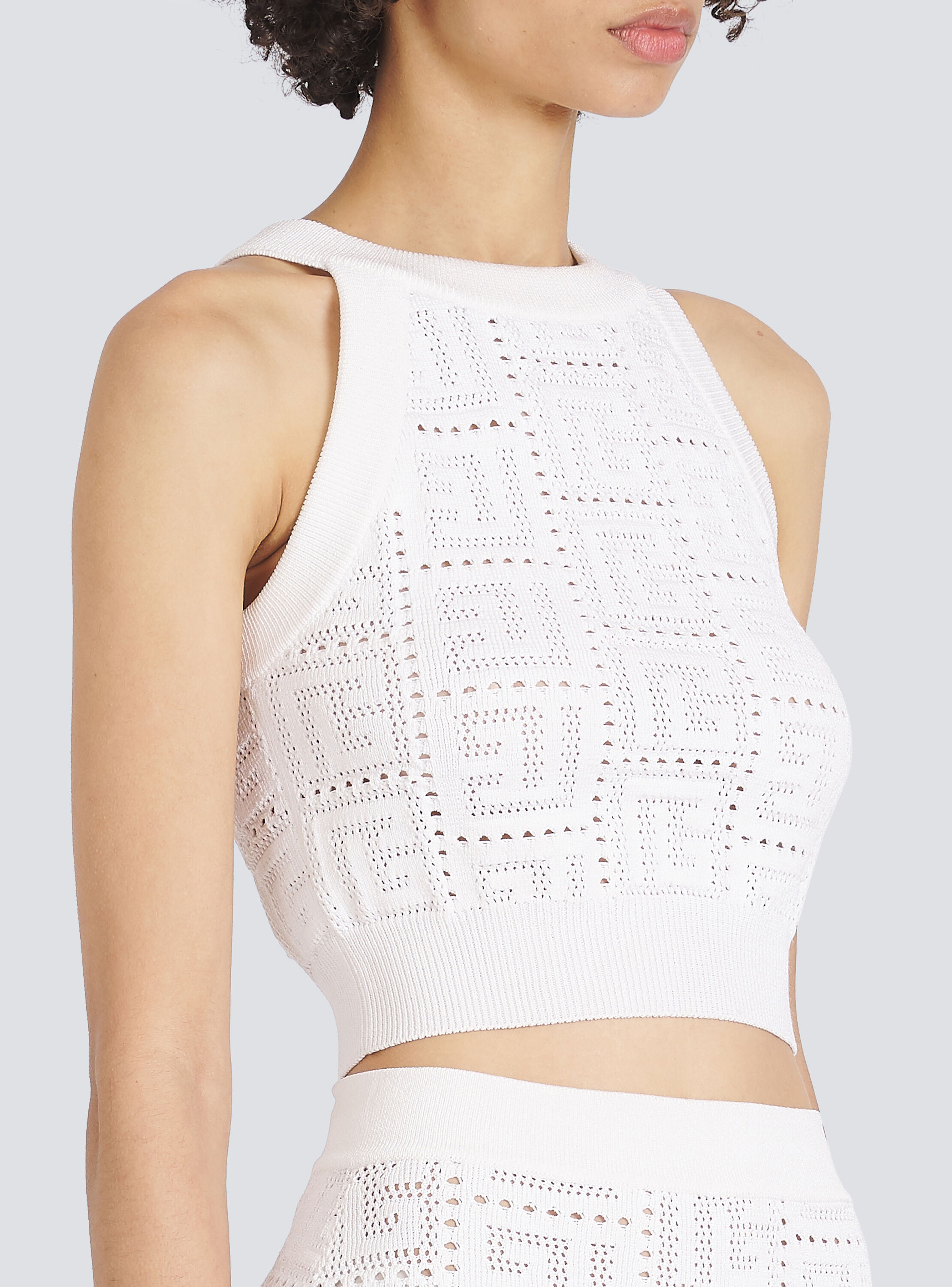 knit balmain logo crop top