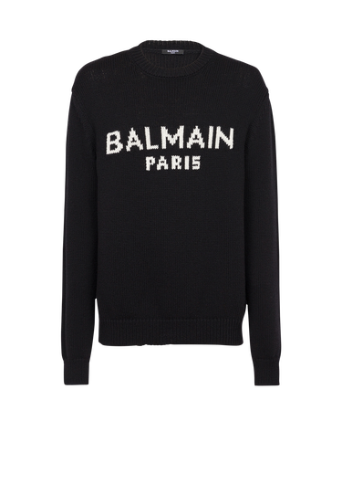メリノウール セーター ホワイト Balmain Parisロゴ