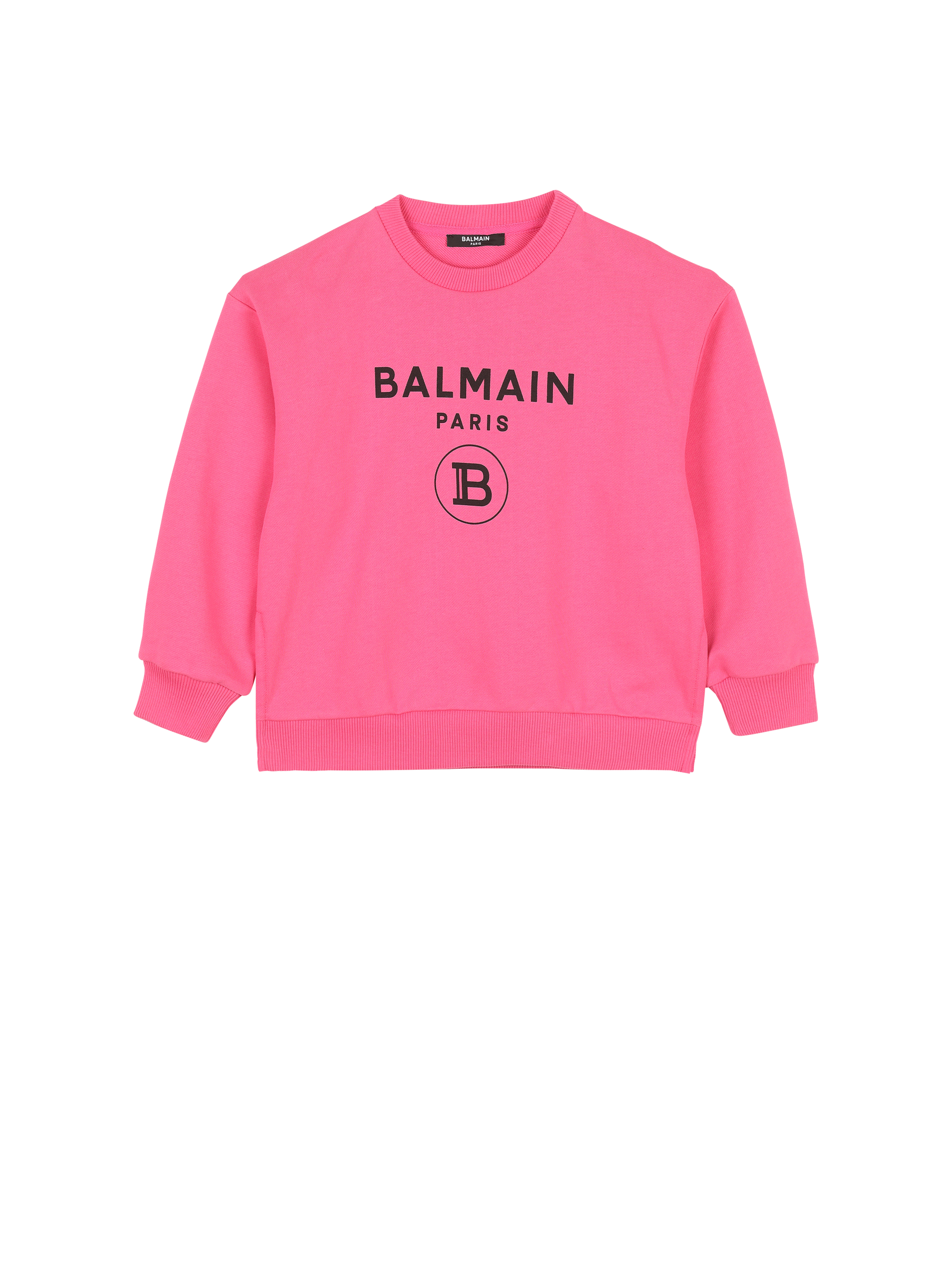 バルマンロゴ入りのコットン製セーター, ピンク