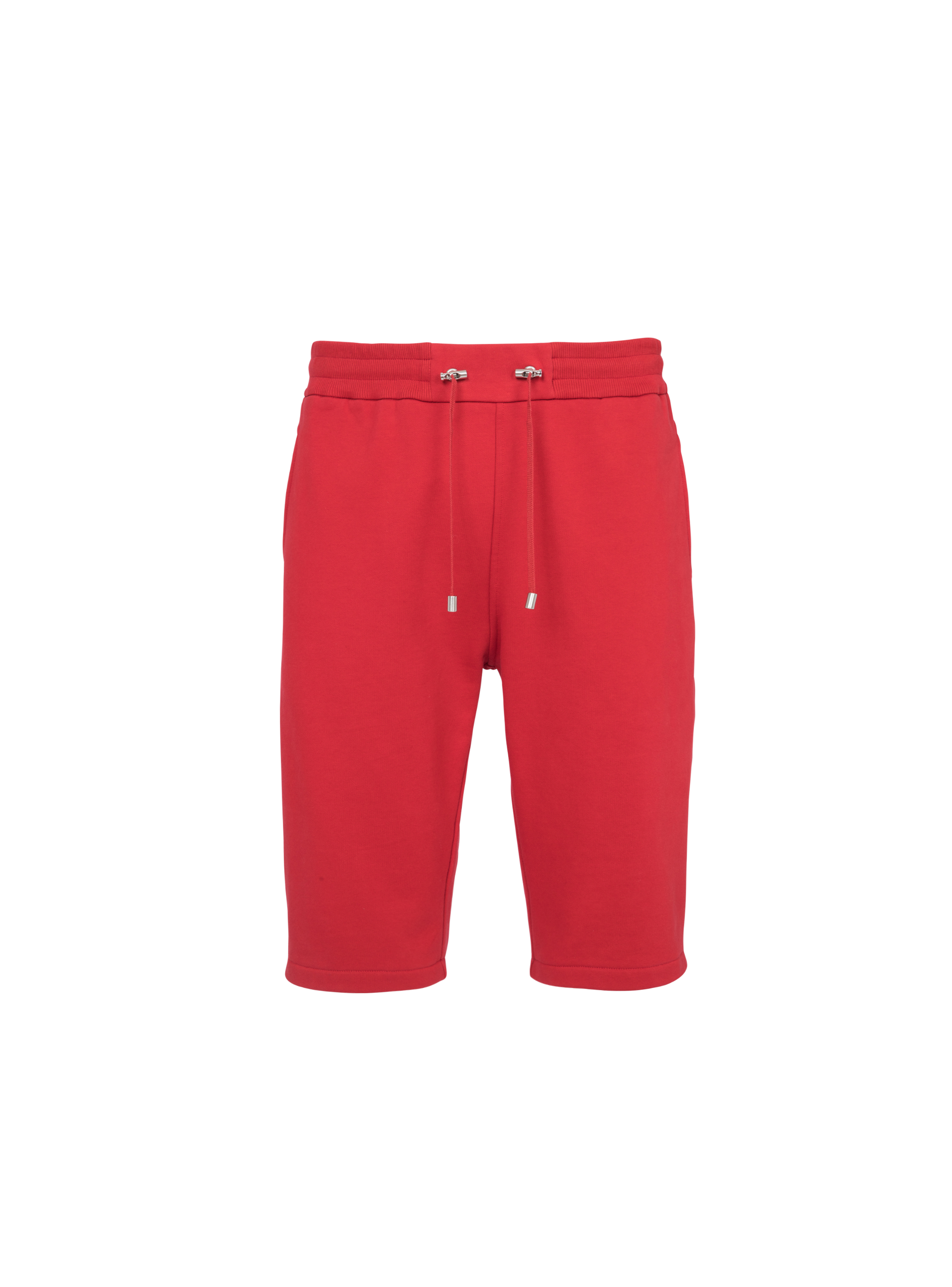 コットン ショートパンツ Balmain Parisフロックロゴ, 赤