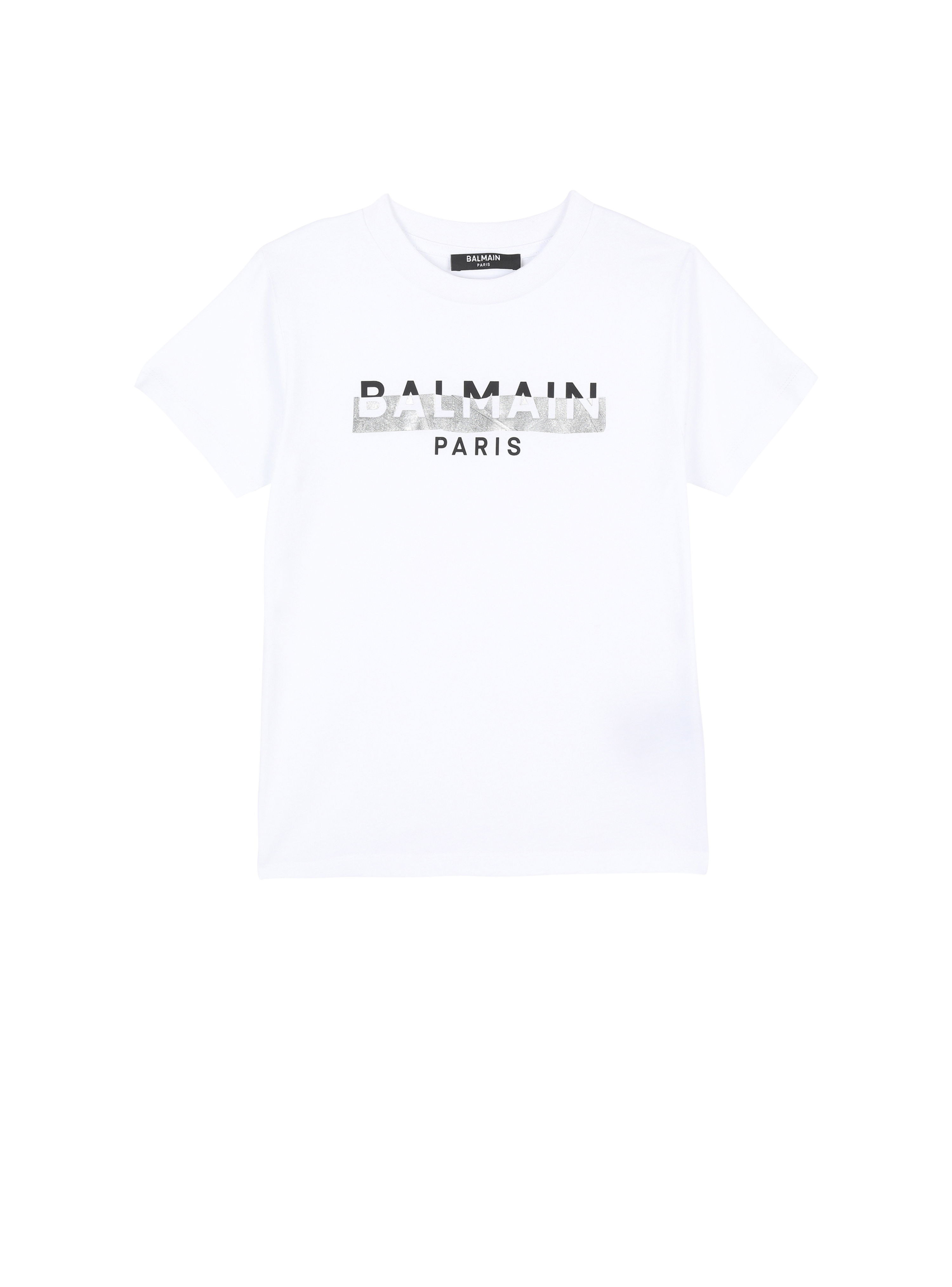 バルマンロゴ入りのコットン製Tシャツ, 白