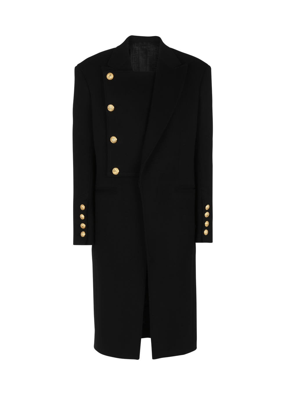 ユニセックス - ウール コート 4ボタン＆デタッチャブルインサートジャケット付き, 黒, hi-res