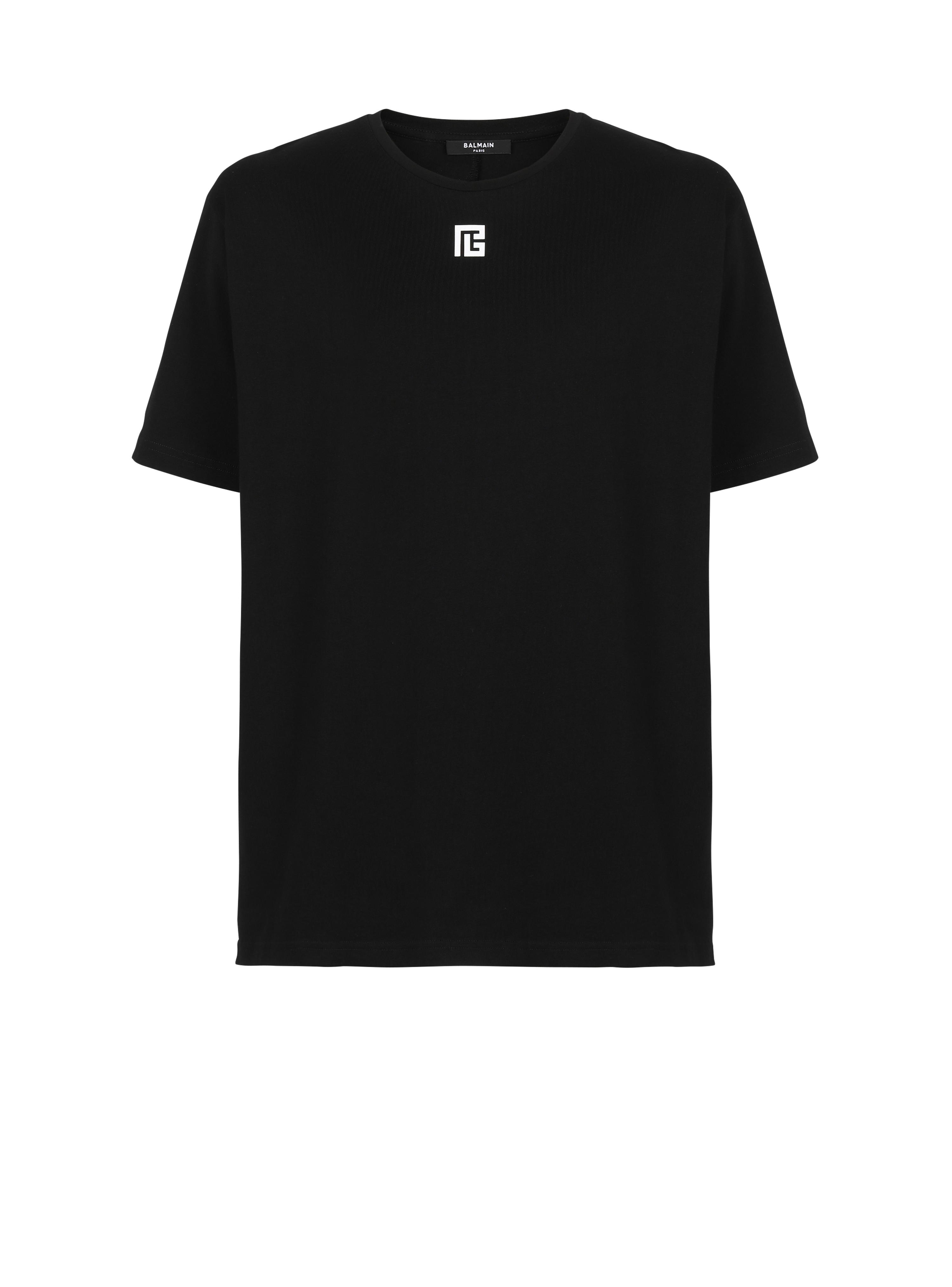 コットン オーバーサイズTシャツ マキシBalmain ロゴプリント, 黒