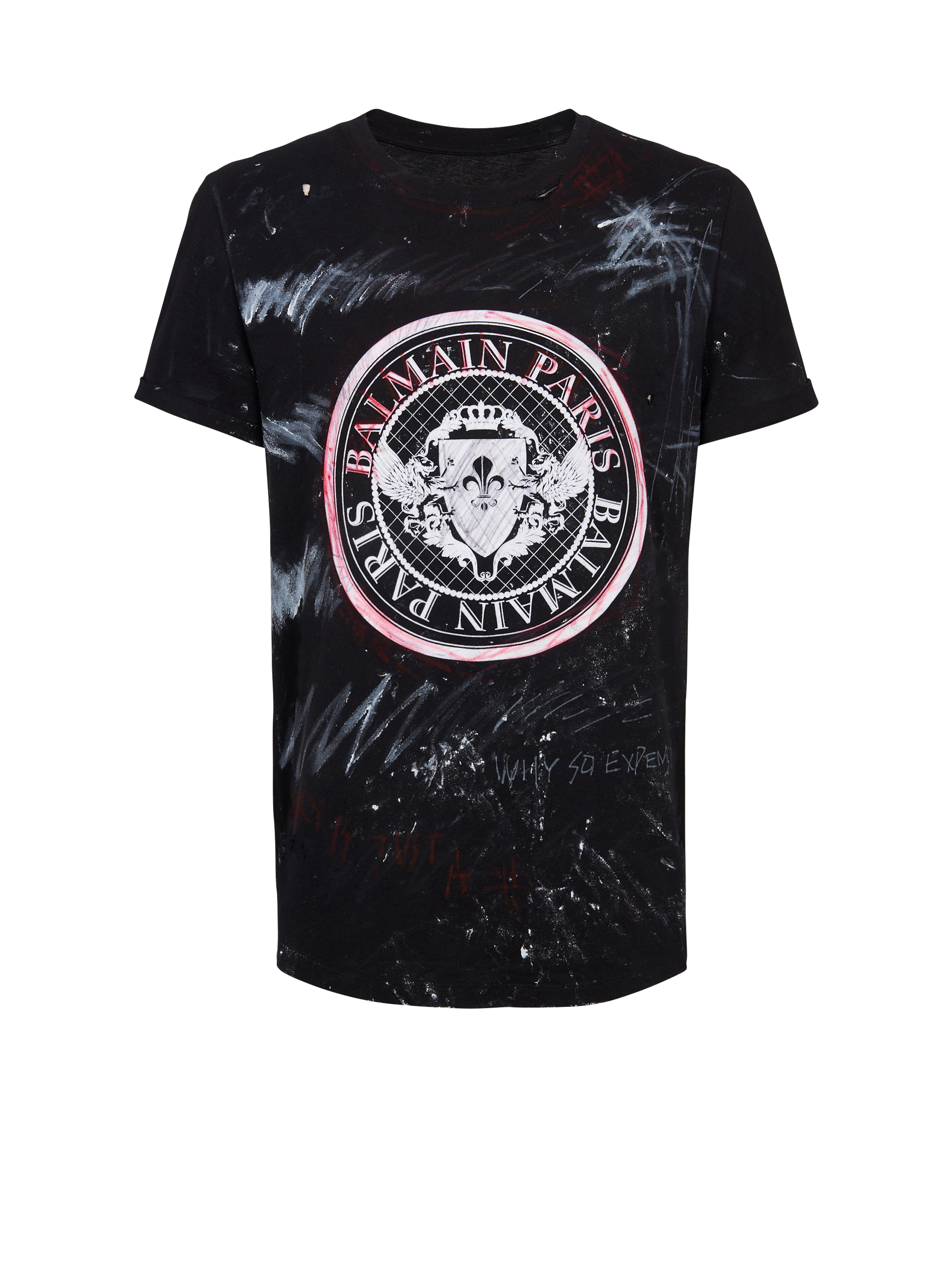 ユニセックス - Tシャツ Balmainグラフィティロゴプリント, 黒